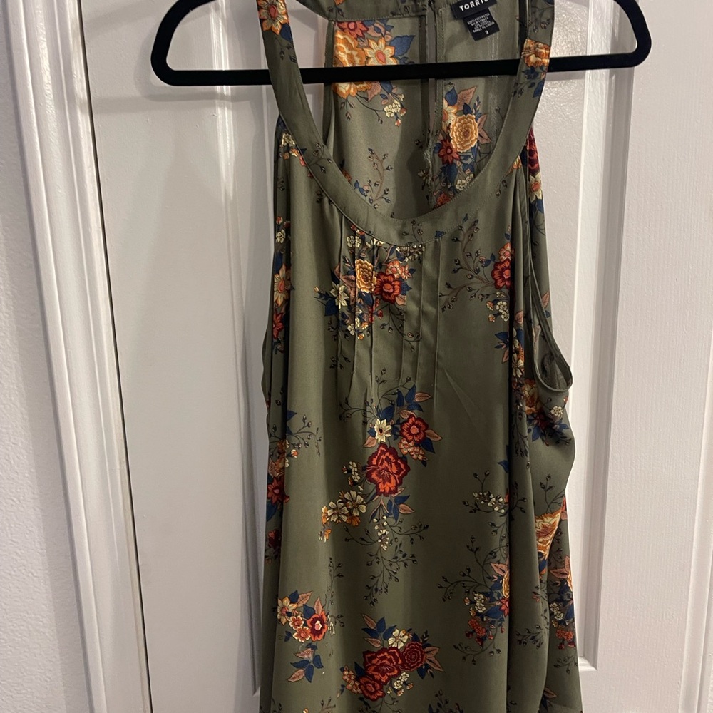 Torrid Olive Floral Tank Top